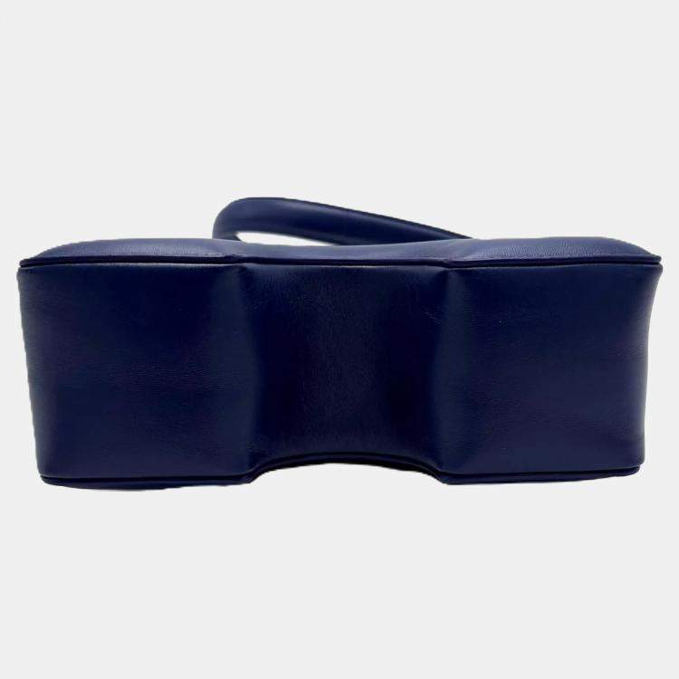 Pre Owned Off-White Burrow 22 Blue Leather Shoulder Bag