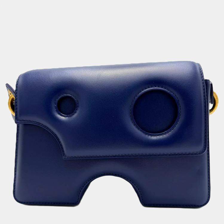 Pre Owned Off-White Burrow 22 Blue Leather Shoulder Bag