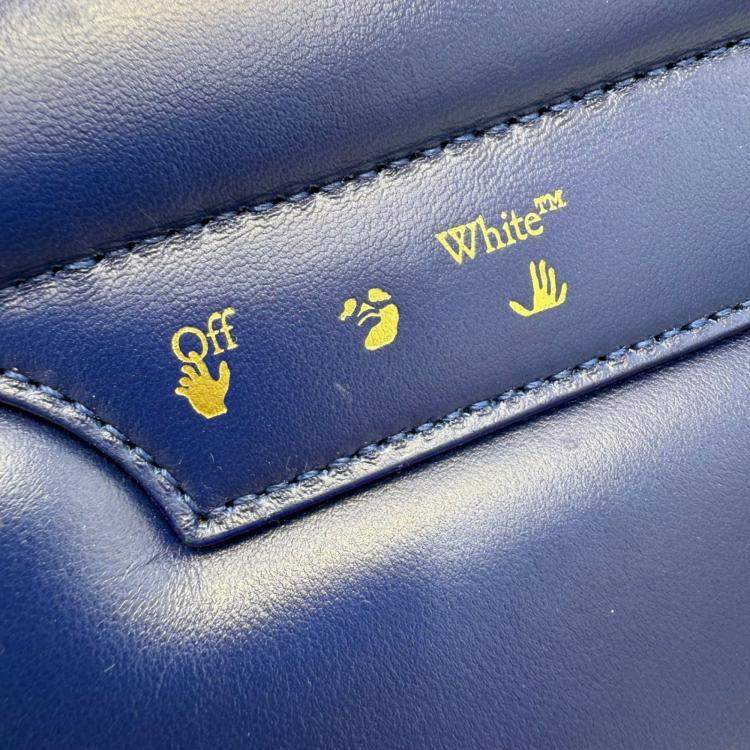 Pre Owned Off-White Burrow 22 Blue Leather Shoulder Bag