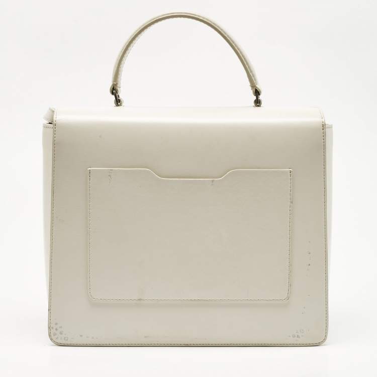 Pre Owned Off-White White Leather Graffiti 2.8 Jitney Top Handle Bag