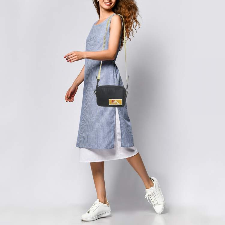 Pre Owned Off-White Black Nylon Puffy Logo Patch Crossbody Bag