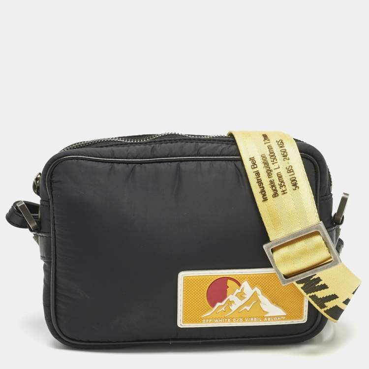 Pre Owned Off-White Black Nylon Puffy Logo Patch Crossbody Bag