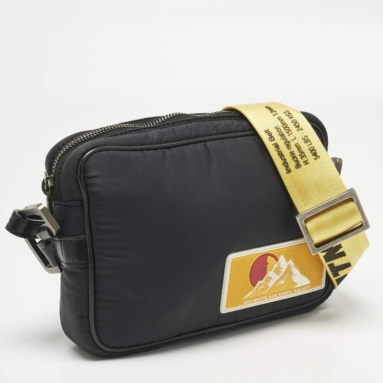 Pre Owned Off-White Black Nylon Puffy Logo Patch Crossbody Bag