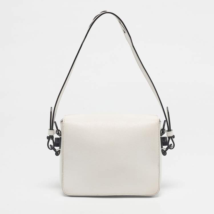 Pre Owned Off-White White/Black Leather Sculpture Binder Clip Crossbody Bag