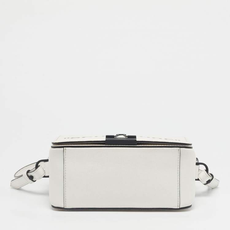 Pre Owned Off-White White/Black Leather Sculpture Binder Clip Crossbody Bag