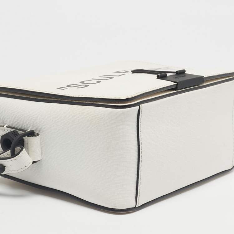 Pre Owned Off-White White/Black Leather Sculpture Binder Clip Crossbody Bag