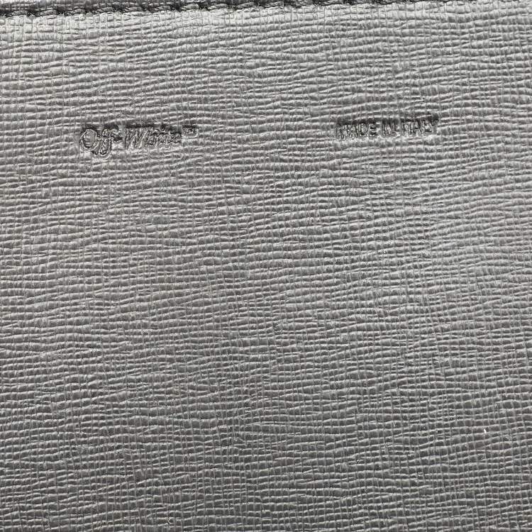 Pre Owned Off-White Black/White Diagonal Print Leather Binder Clip Crossbody Bag