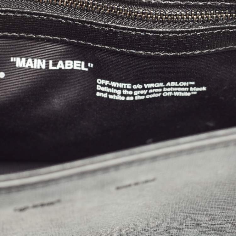 Pre Owned Off-White Black/White Diagonal Print Leather Binder Clip Crossbody Bag