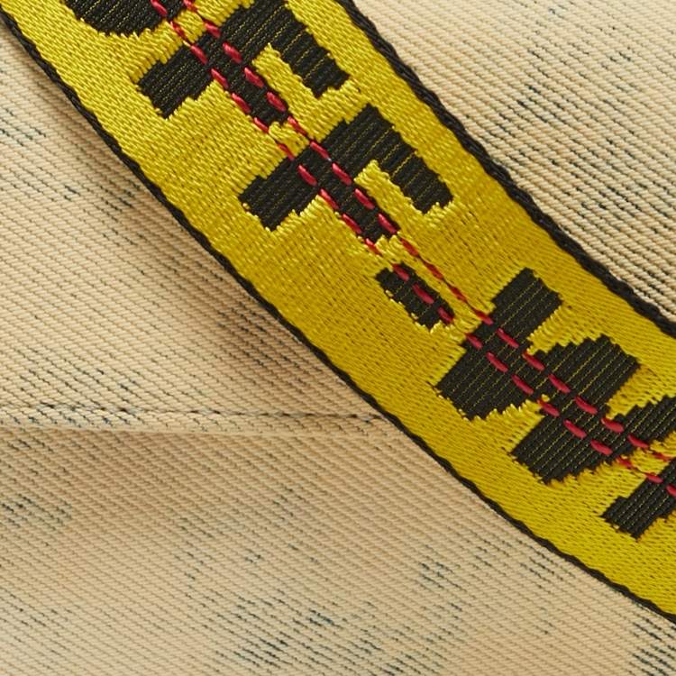 Pre Owned Off-White Cream/Yellow Denim Flap Crossbody Bag