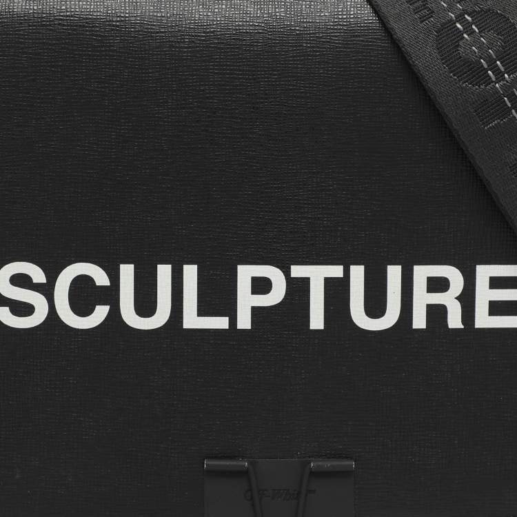Pre Owned Off-White Sculpture Binder Clip Black Leather Crossbody Bag