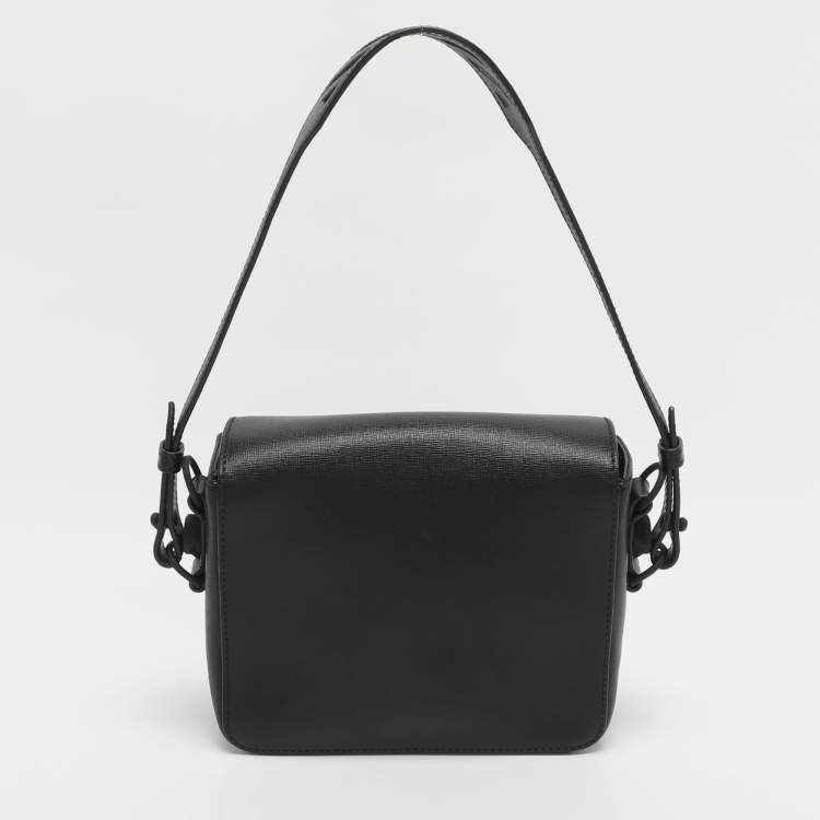 Pre Owned Off-White Sculpture Binder Clip Black Leather Crossbody Bag