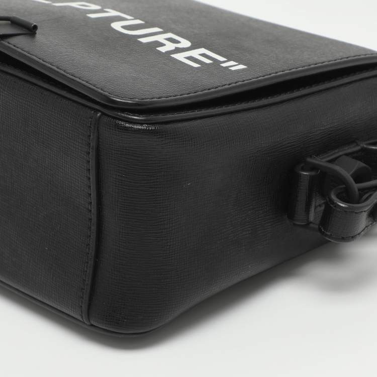 Pre Owned Off-White Sculpture Binder Clip Black Leather Crossbody Bag