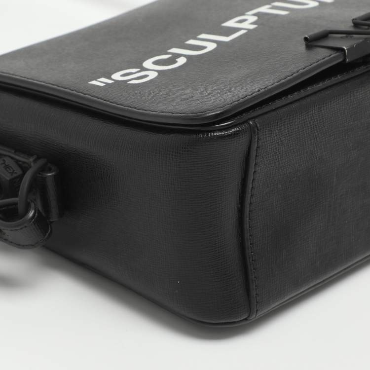Pre Owned Off-White Sculpture Binder Clip Black Leather Crossbody Bag