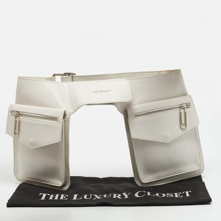 Pre Owned Off-White Two Pocket White Leather Belt Bag