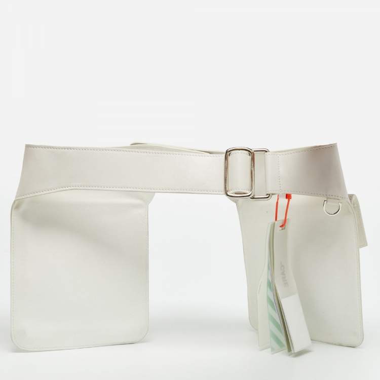 Pre Owned Off-White Two Pocket White Leather Belt Bag