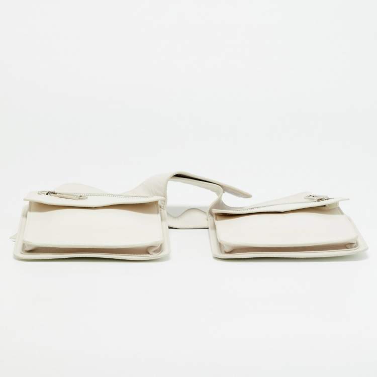 Pre Owned Off-White Two Pocket White Leather Belt Bag