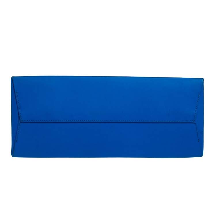 Pre Owned Off-White Blue Leather Medium Box Tote 