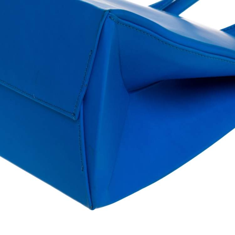 Pre Owned Off-White Blue Leather Medium Box Tote 