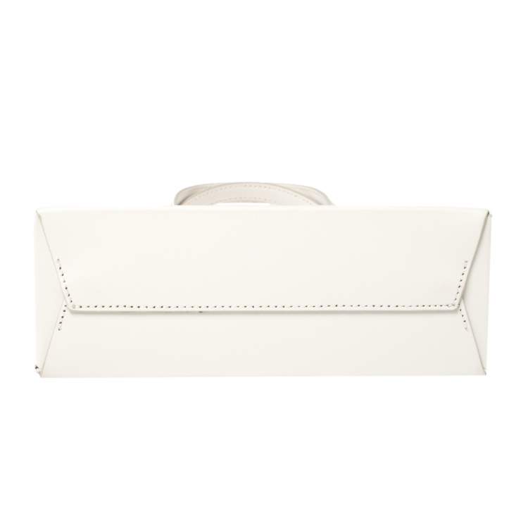 Pre Owned Off-White White Leather Floral Print Mini Box Bag