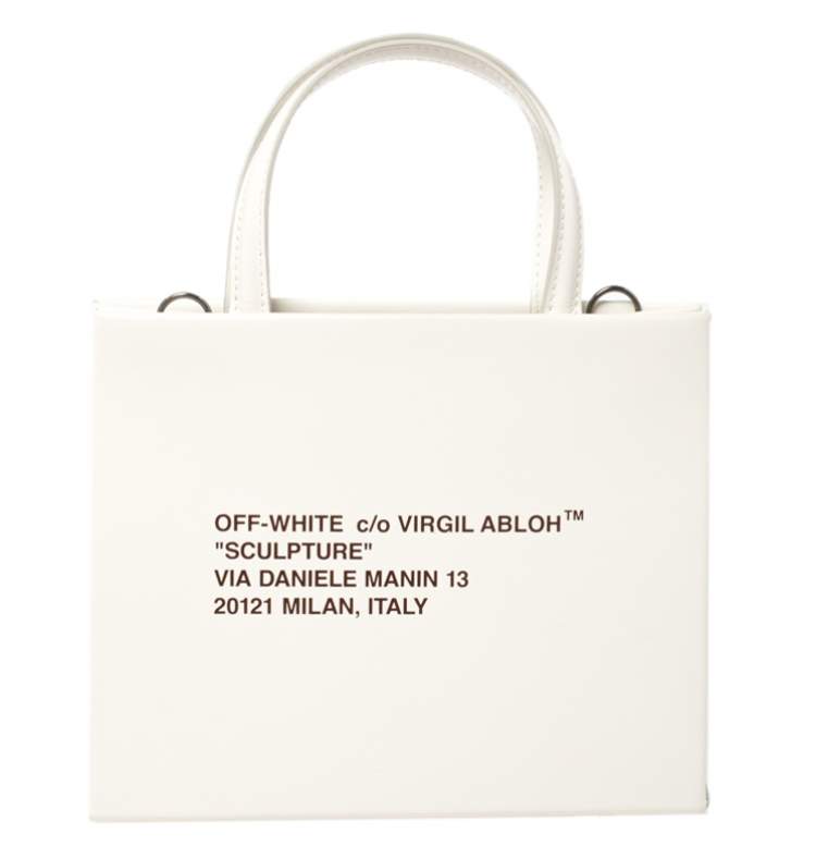 Pre Owned Off-White White Leather Floral Print Mini Box Bag