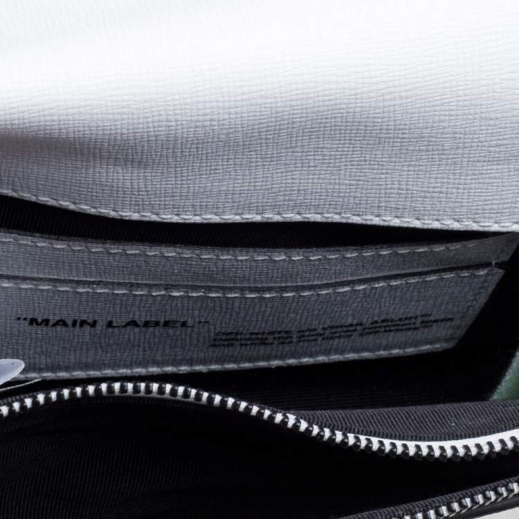 Pre Owned Off-White White/Black Diag Print Leather Binder Clip Crossbody Bag