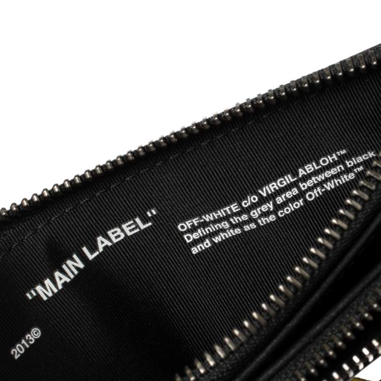 Pre Owned Off-White Black Leather Double Flat Wristlet Pouch