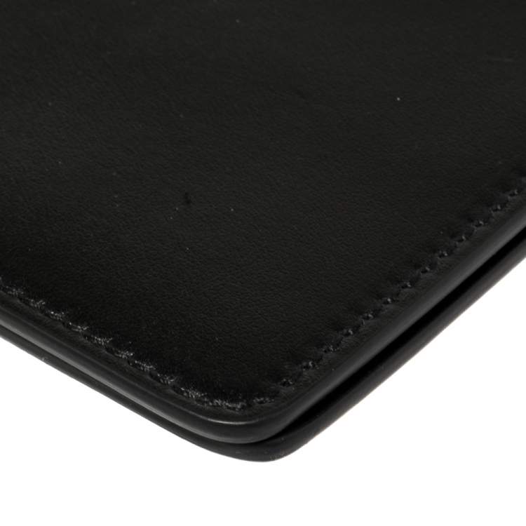 Pre Owned Off-White Black Leather Double Flat Wristlet Pouch