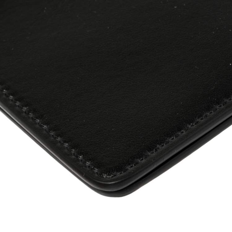 Pre Owned Off-White Black Leather Double Flat Wristlet Pouch