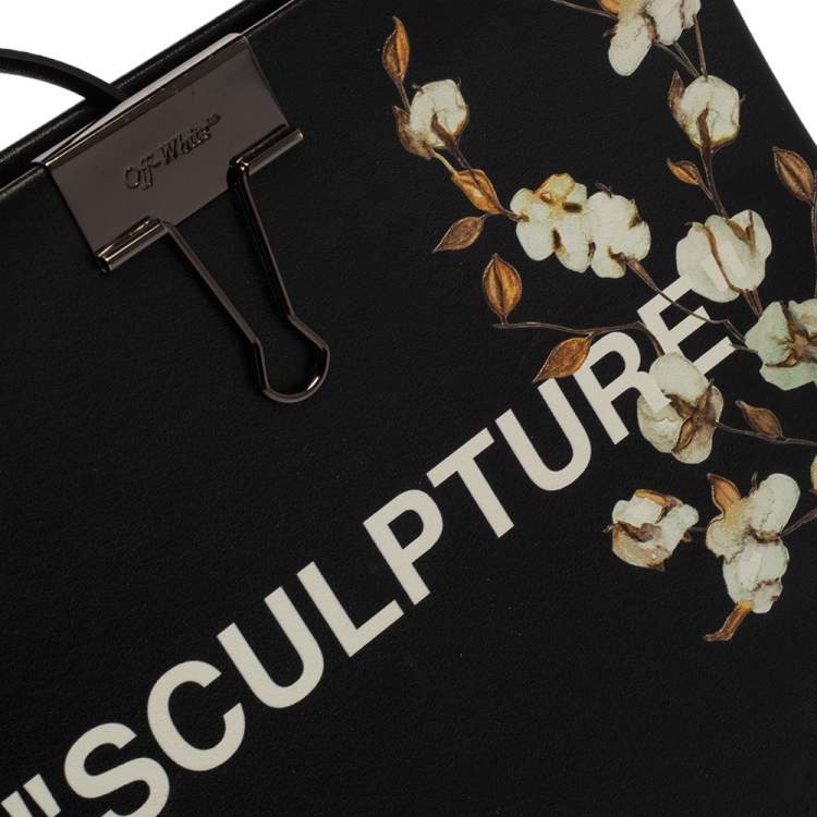 Pre Owned  Off-White Black Leather Mini Sculpture Box Tote