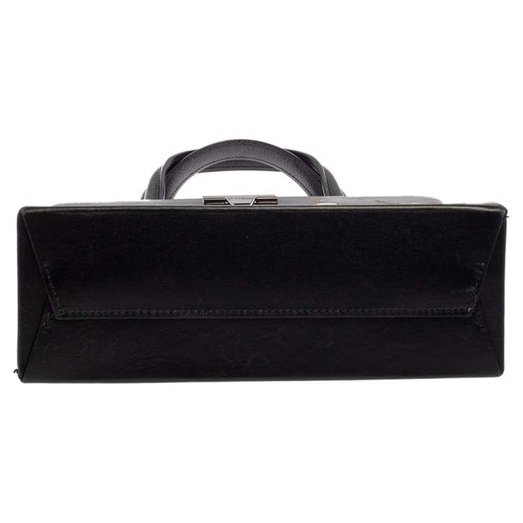 Pre Owned  Off-White Black Leather Mini Sculpture Box Tote