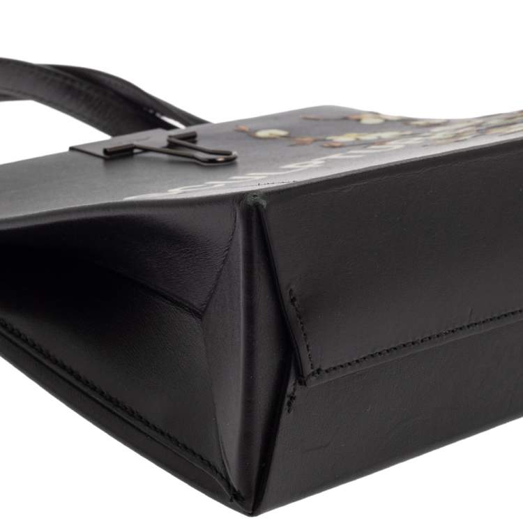 Pre Owned  Off-White Black Leather Mini Sculpture Box Tote