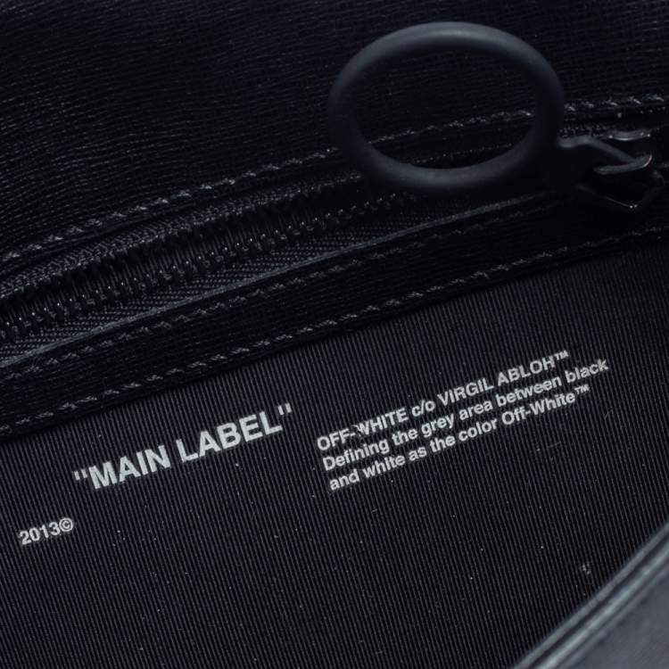 Pre Owned Off-White Black Diagonal Print Leather Binder Clip Crossbody Bag