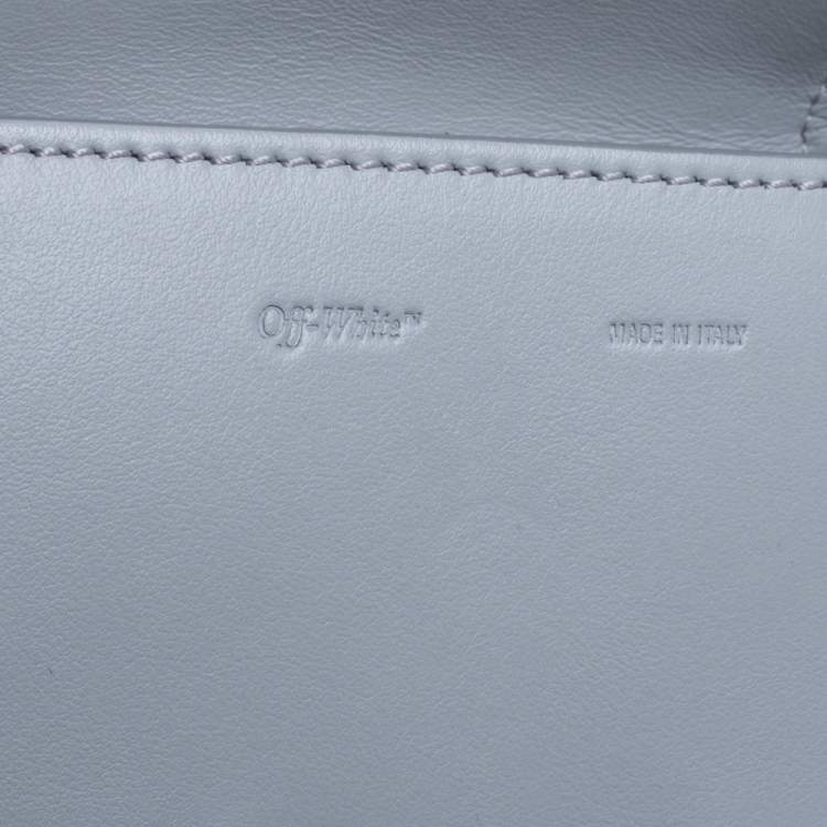 Pre Owned Off-White Ash Blue Crystal Embellishment Leather and Suede Baby Binder Flap Bag