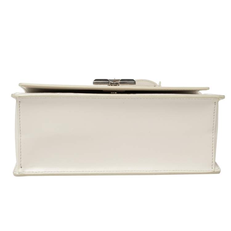Pre Owned OFF-WHITE White Leather 1.4 Jitney Quote Bag "SALARY INSIDE" Top  Handle Bag
