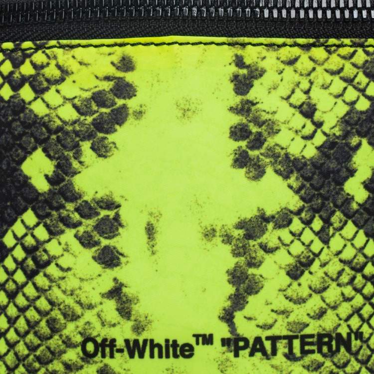 Pre Owned Off-White Neon Green/Black Python Print Nylon Fanny Pack Belt Bag