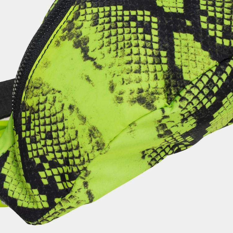 Pre Owned Off-White Neon Green/Black Python Print Nylon Fanny Pack Belt Bag