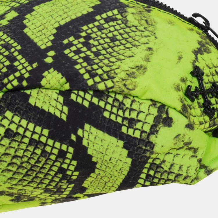 Pre Owned Off-White Neon Green/Black Python Print Nylon Fanny Pack Belt Bag