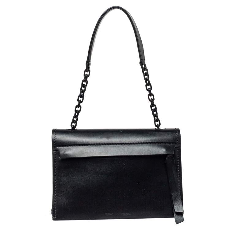 Pre Owned Off-White Black Leather Binder Clip Shouder Bag