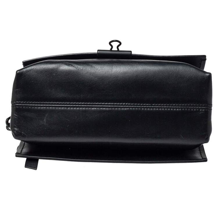 Pre Owned Off-White Black Leather Binder Clip Shouder Bag