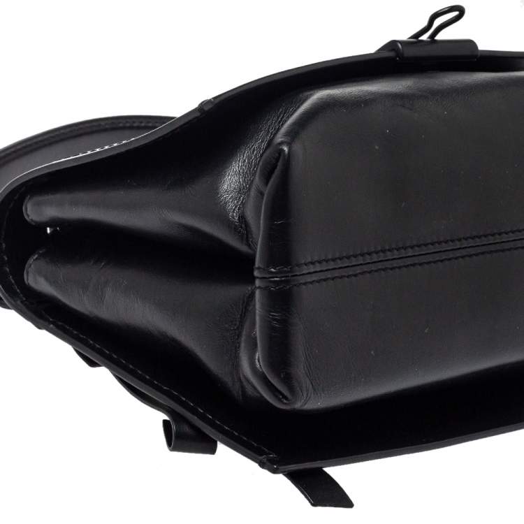 Pre Owned Off-White Black Leather Binder Clip Shouder Bag