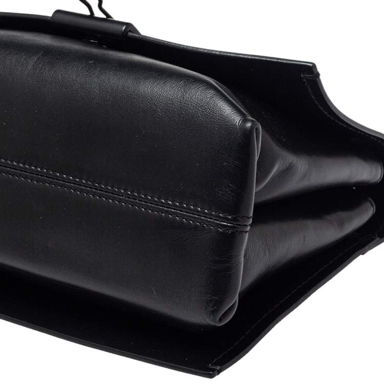 Pre Owned Off-White Black Leather Binder Clip Shouder Bag