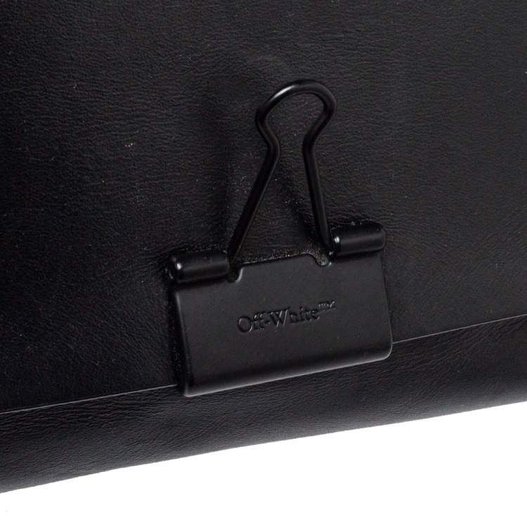 Pre Owned Off-White Black Leather Binder Clip Shouder Bag