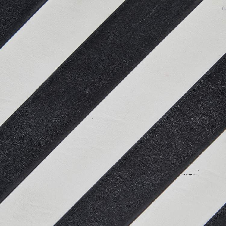 Pre Owned Off-White Black/White Diagonal Striped Leather Tote