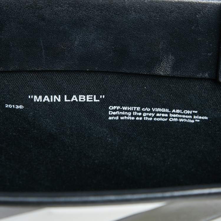 Pre Owned Off-White Black/White Diagonal Striped Leather Tote