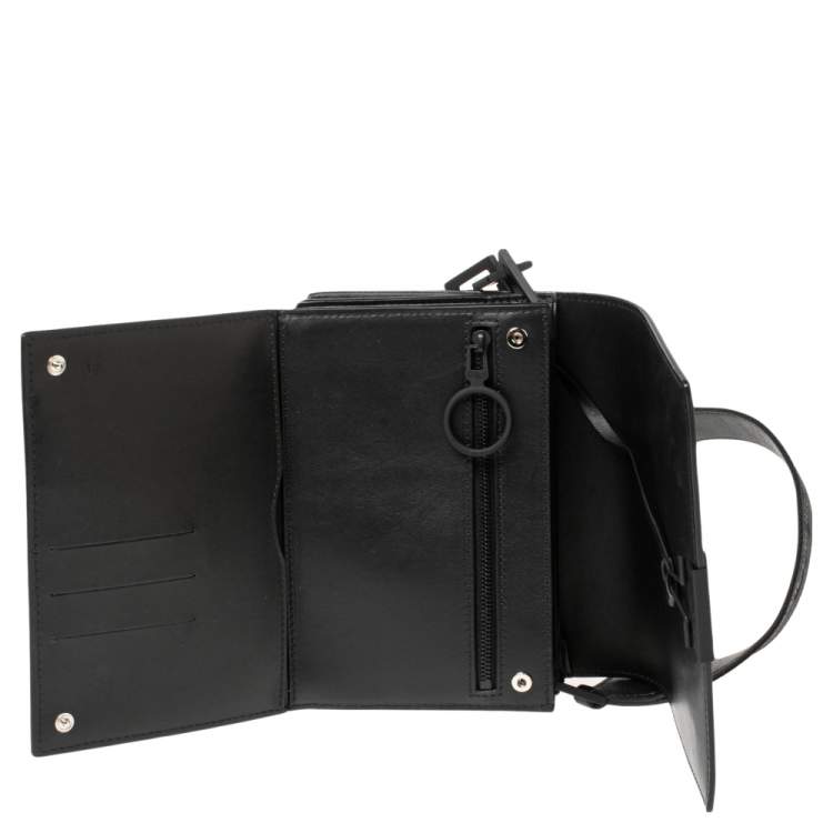 Pre Owned Off-White Black Leather Binder Clip Crossbody Bag