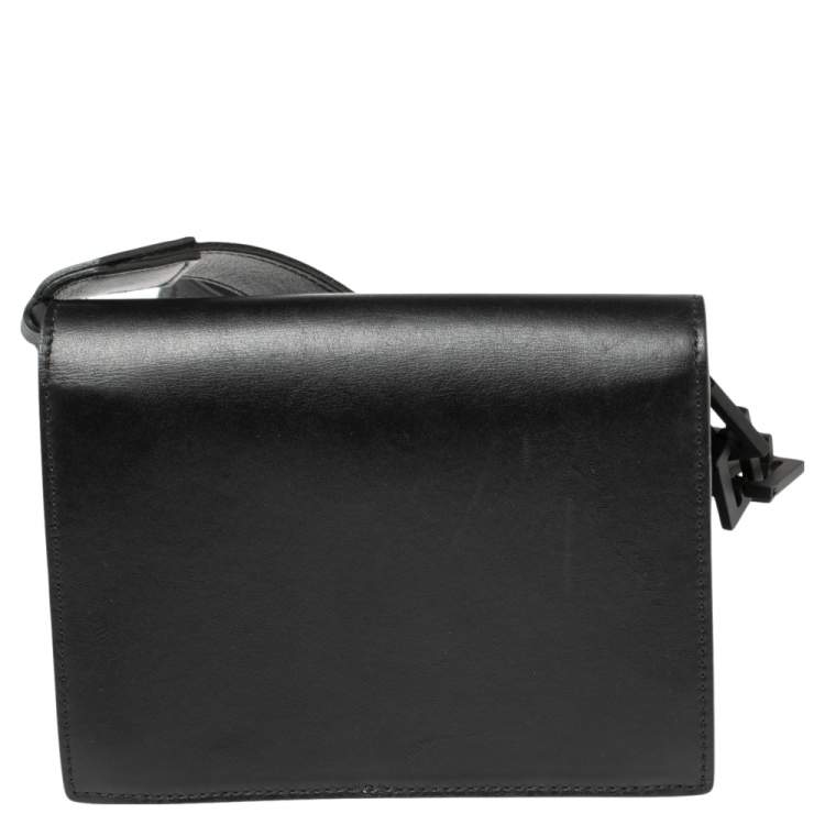 Pre Owned Off-White Black Leather Binder Clip Crossbody Bag