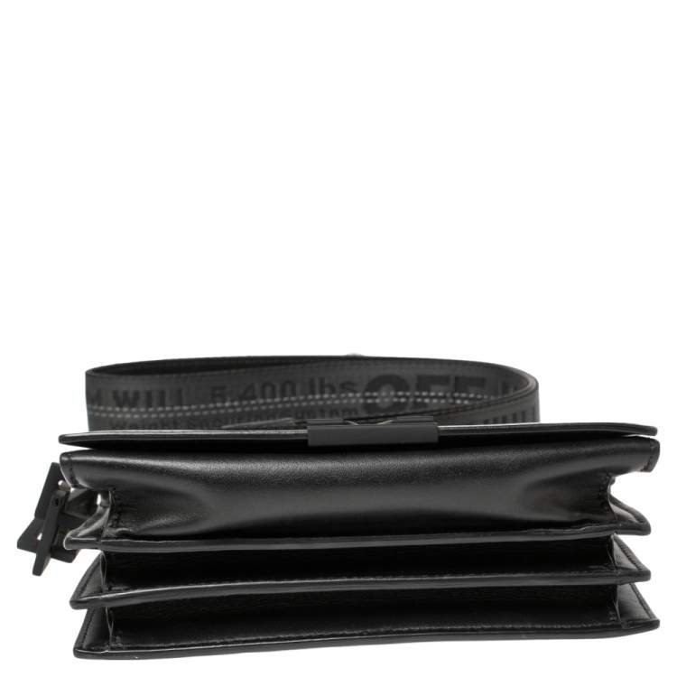Pre Owned Off-White Black Leather Binder Clip Crossbody Bag