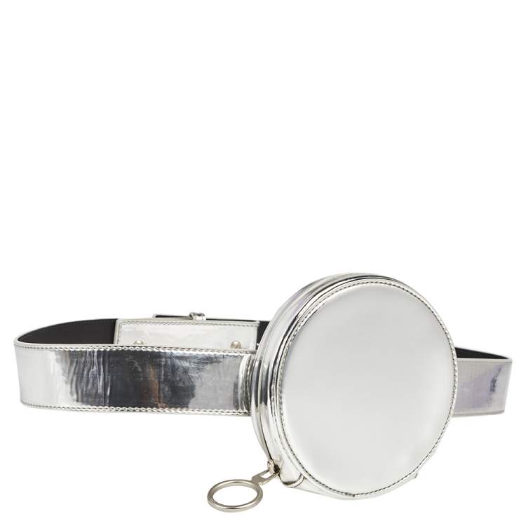 Pre Owned Off-White Metallic Silver Waist Bag