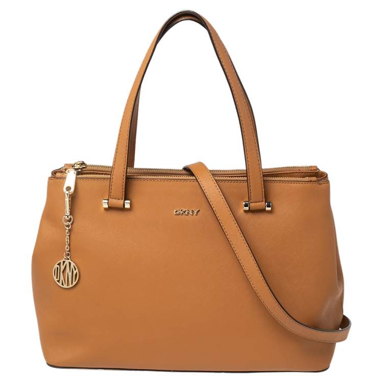 Dkny Tan Saffiano Leather Bryant Park Zip Tote Dkny