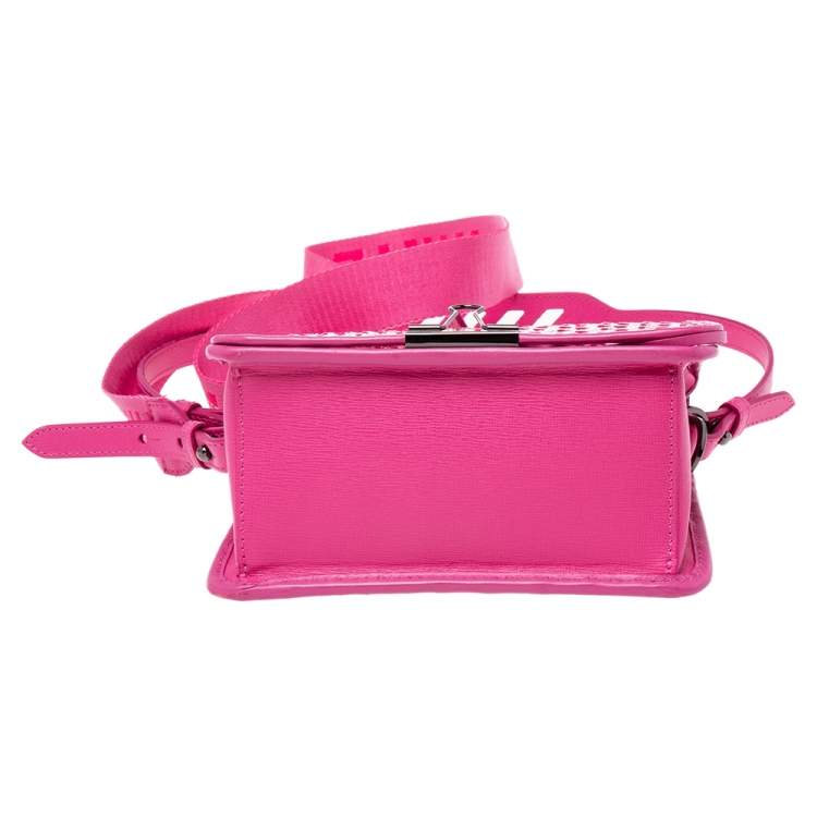 Pre Owned Off-White Transparent/Pink PVC and Leather Binder Clip Flap Shoulder Bag